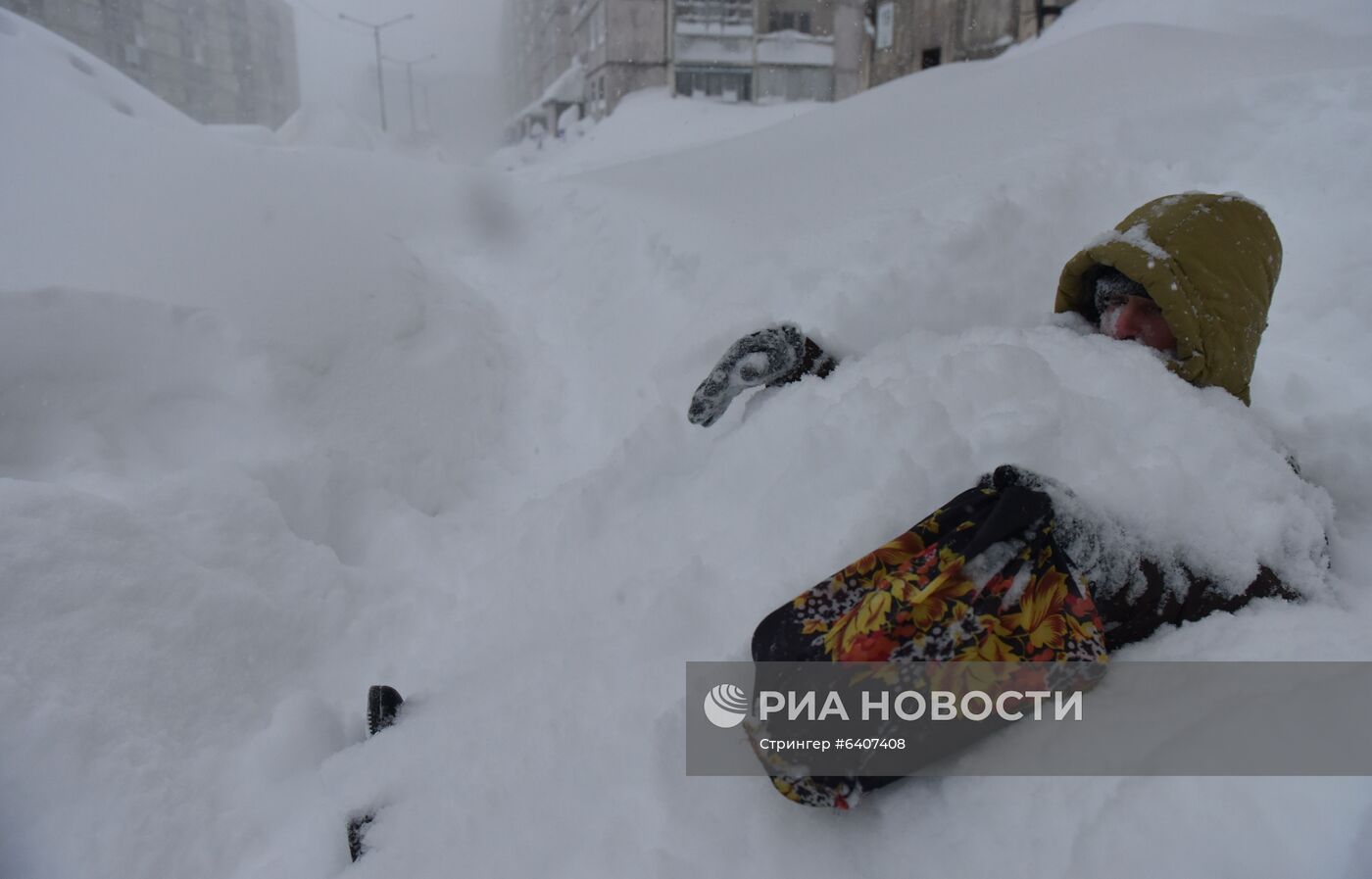 Снегопад в Норильске