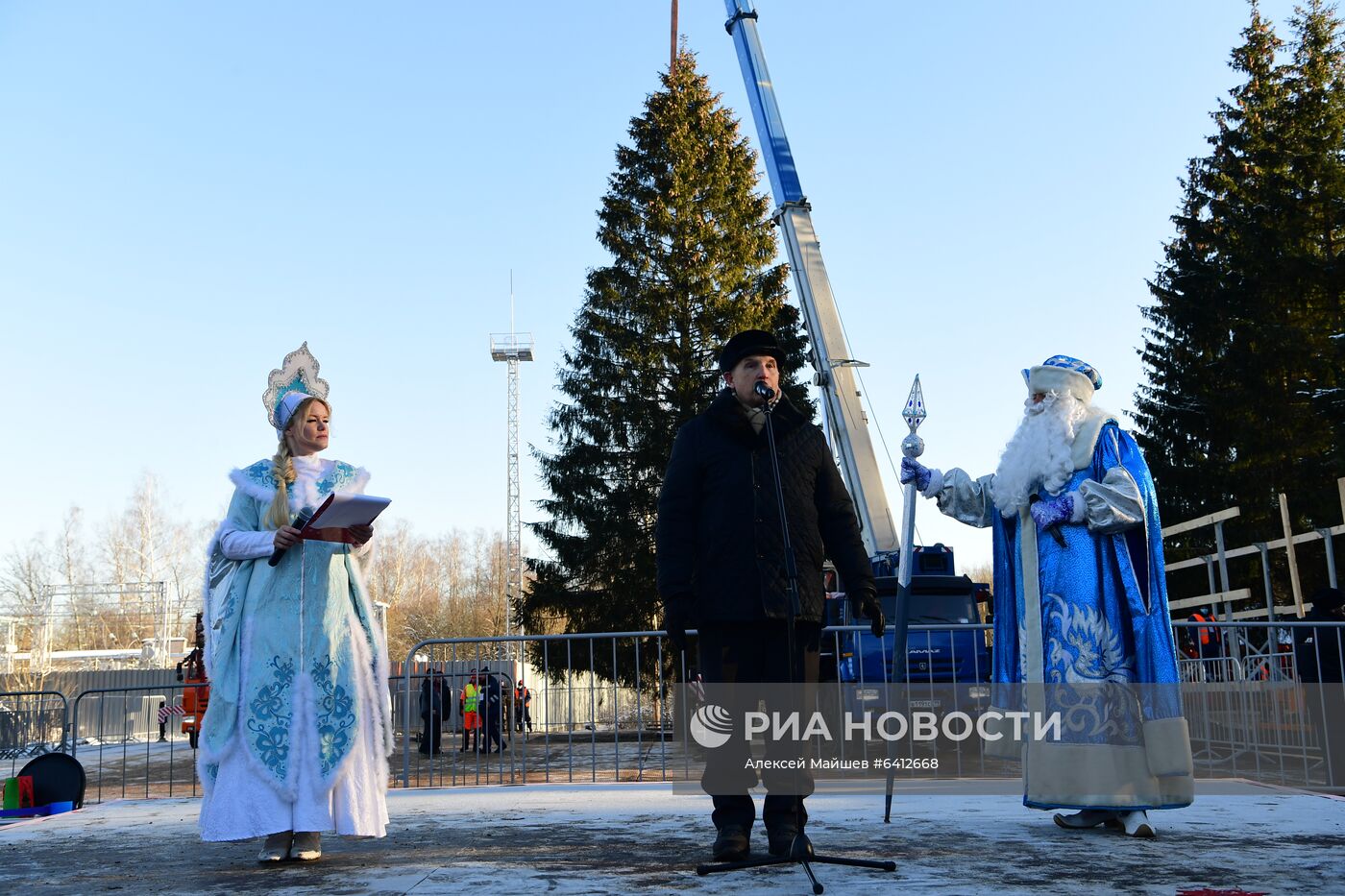 Рубка главной новогодней елки страны в Подмосковье