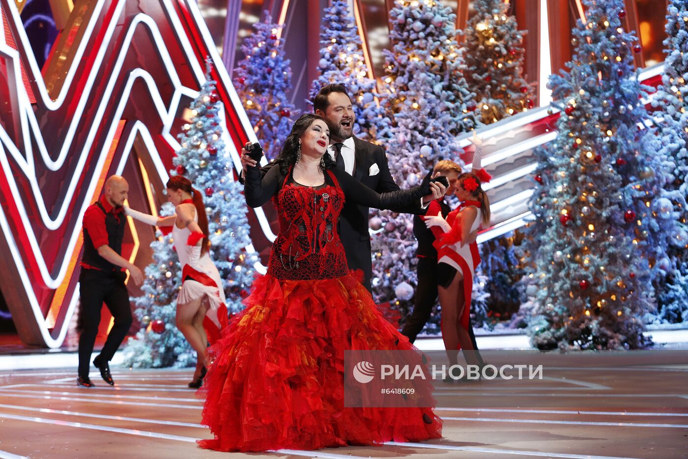Съемки программы "Новогодний голубой огонек" на телеканале "Россия 1"