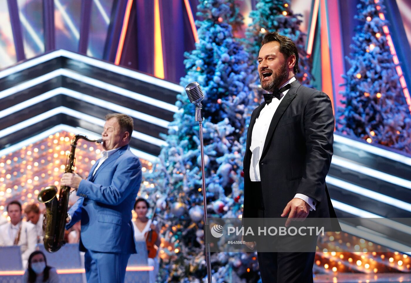 Съемки программы "Новогодний голубой огонек" на телеканале "Россия 1"