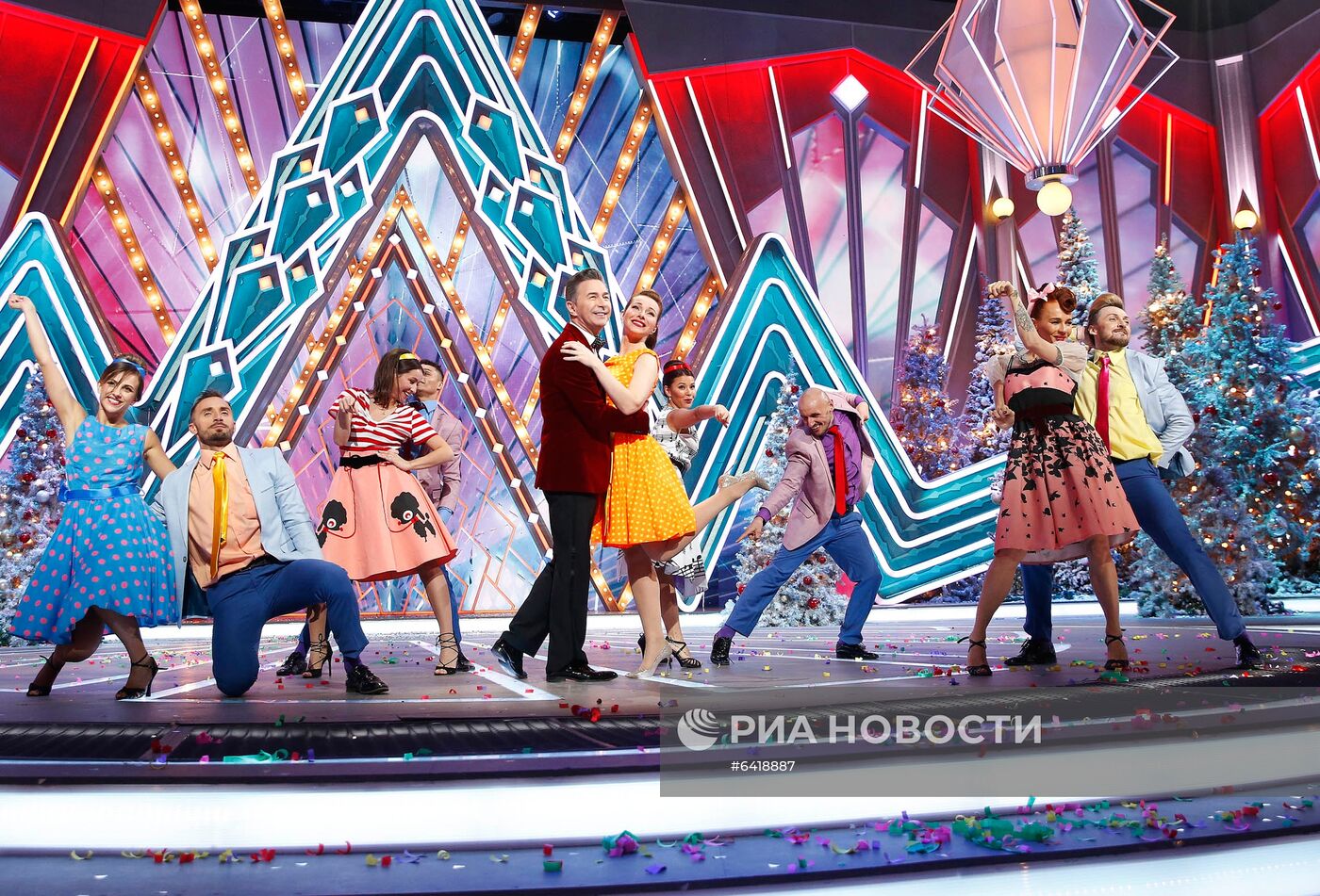 Съемки программы "Новогодний голубой огонек" на телеканале "Россия 1"