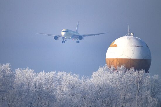 Первый полет  МС-21-310 с новыми российскими двигателями 