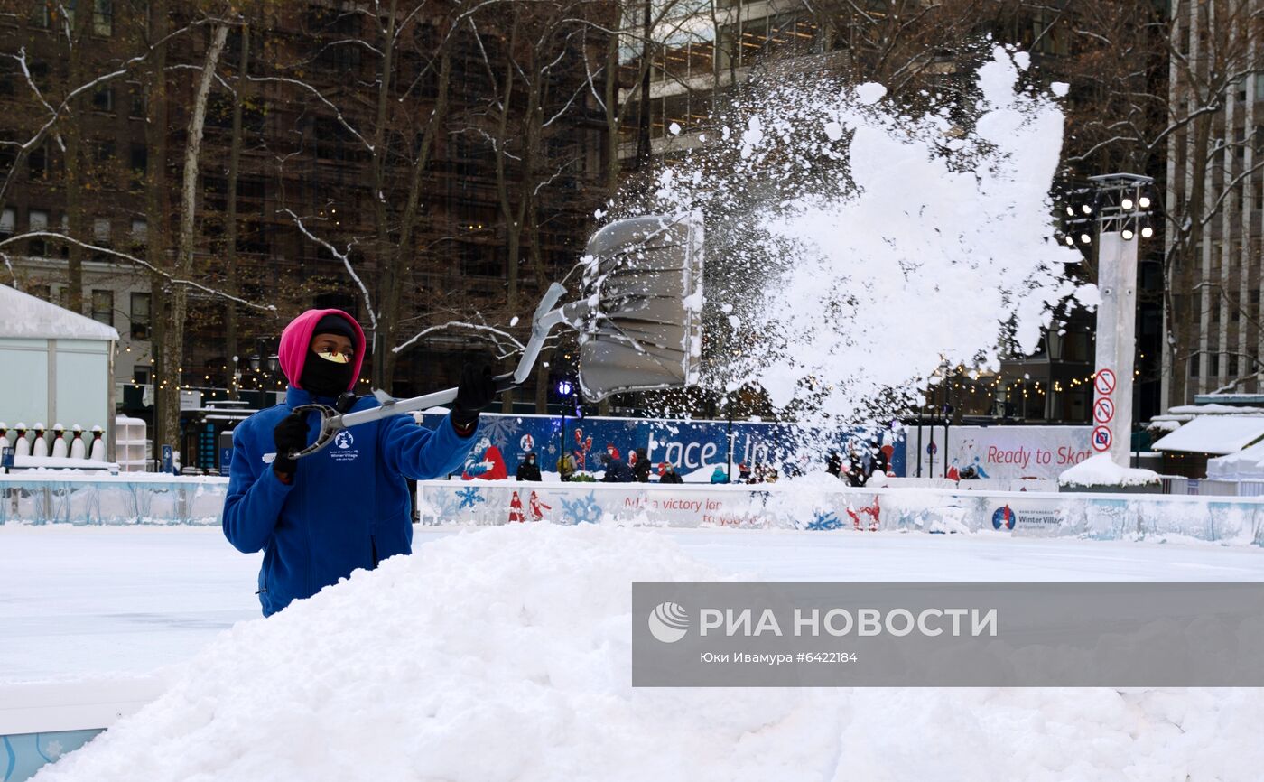 Снегопад в Нью-Йорке