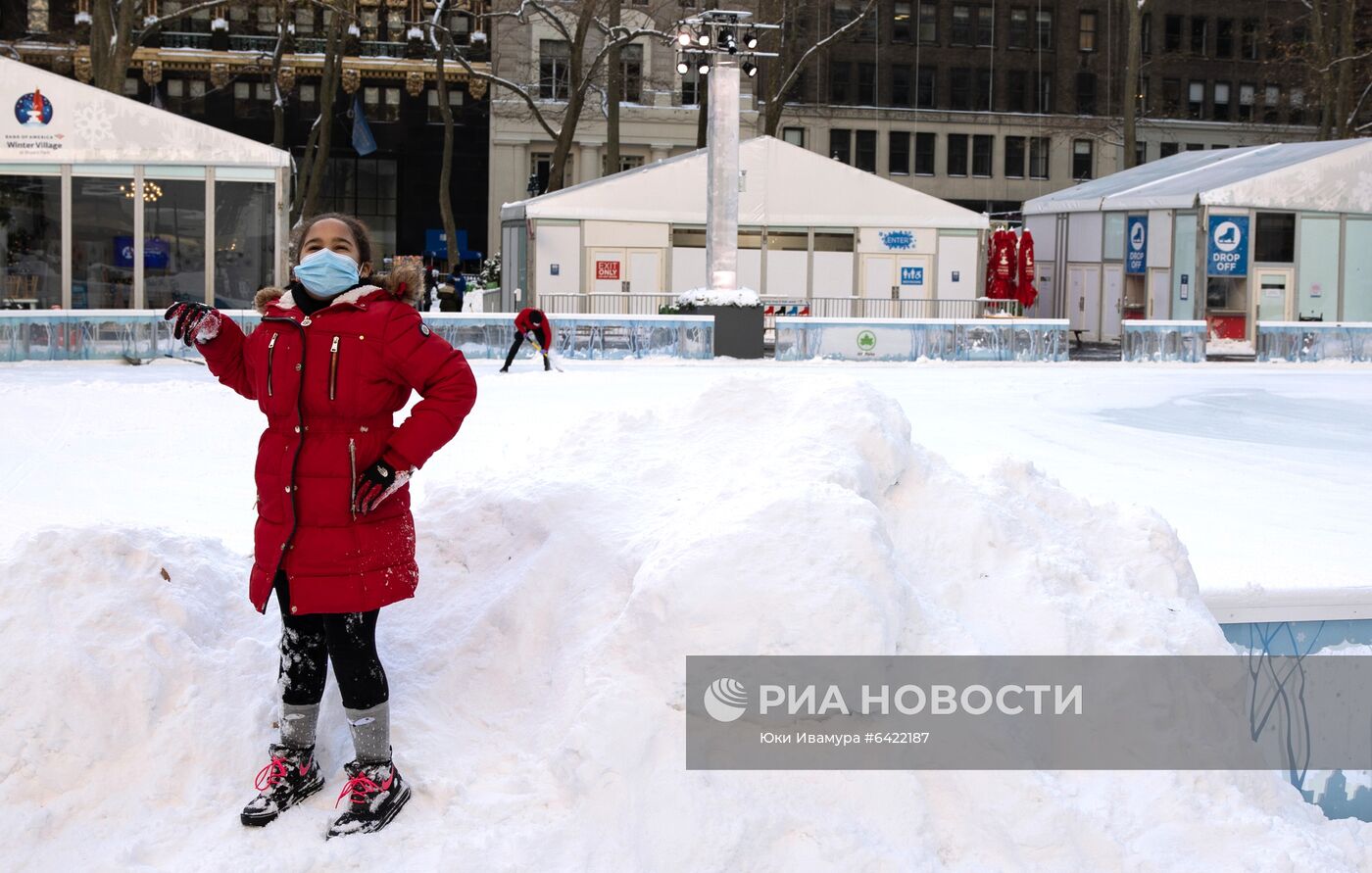 Снегопад в Нью-Йорке