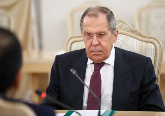 Встреча глав МИД РФ и Катара С. Лаврова и М. Аль-Тани