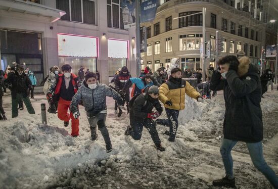 Последствия снежной бури в Мадриде