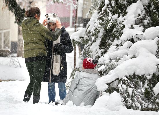 Последствия снегопада в Краснодарском крае