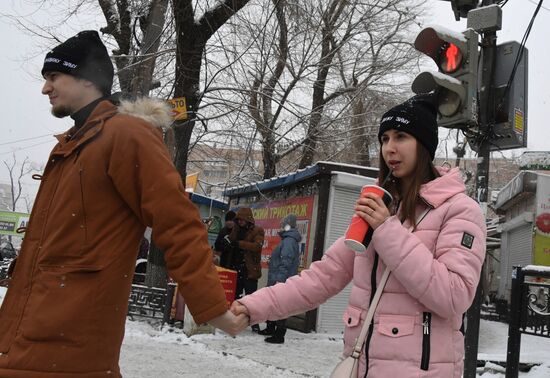 Снегопад во Владивостоке