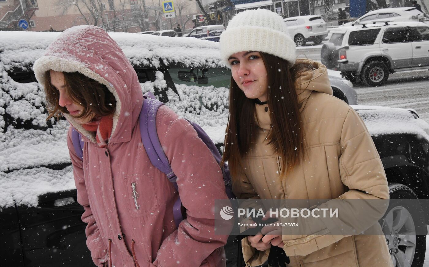 Снегопад во Владивостоке