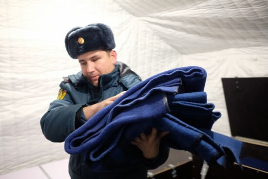 Работа мобильного пункта обогрева в Краснодарском крае