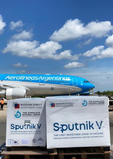 Прибытие рейса с вакциной Sputnik V в Аргентину