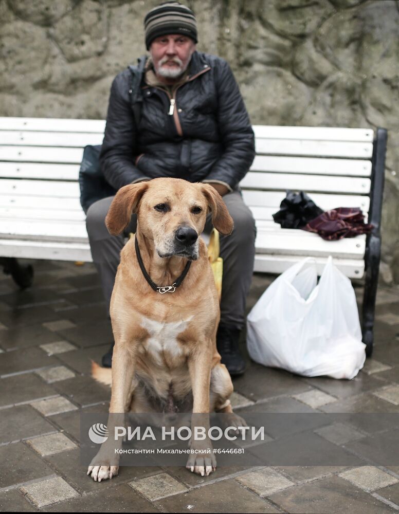 Акция по раздаче горячих обедов бездомным в Крыму