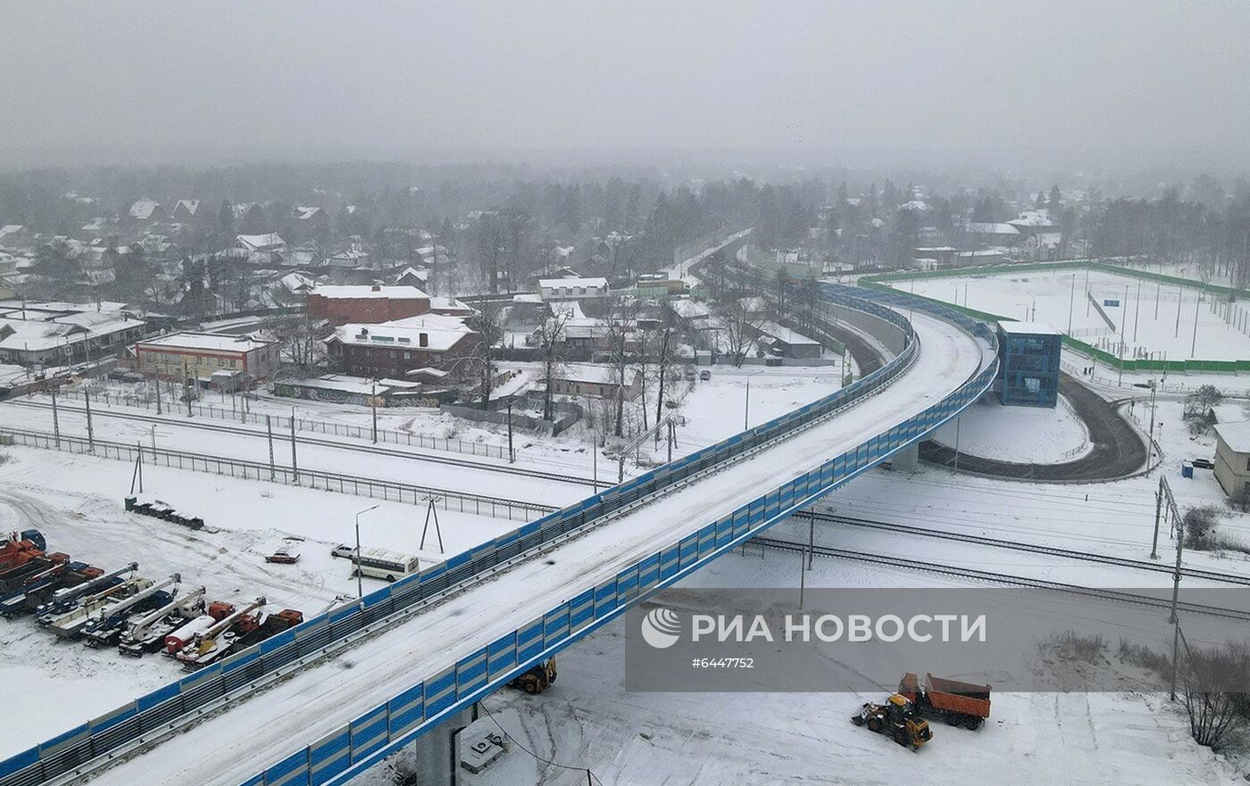 Мэр Москвы С. Собянин открыл путепровод через МЖД у станции "Жаворонки"