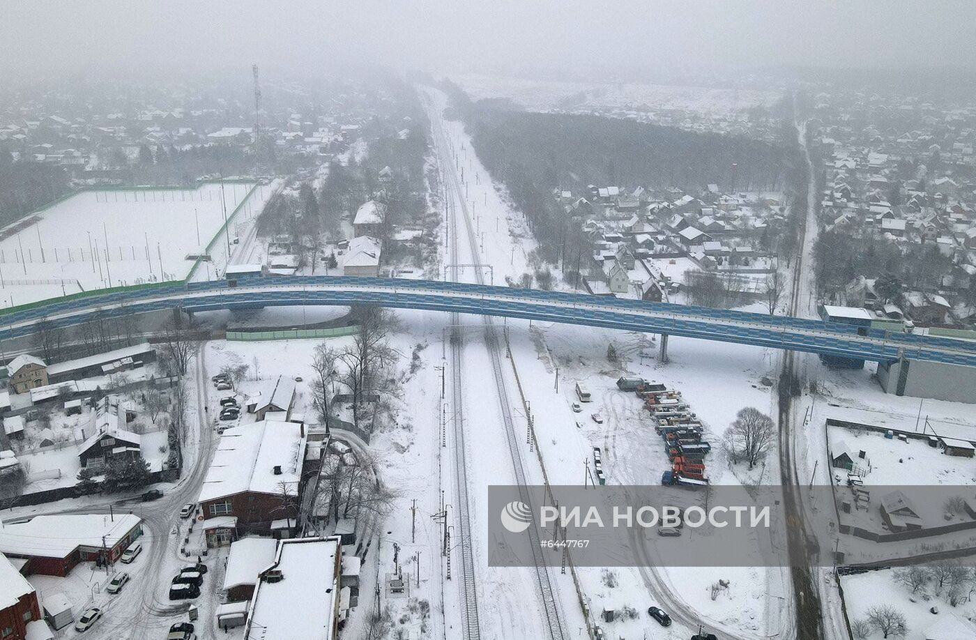 Мэр Москвы С. Собянин открыл путепровод через МЖД у станции "Жаворонки"