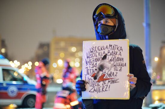 Акция против запрета абортов в Варшаве