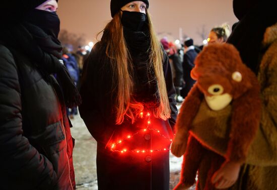 Акция против запрета абортов в Варшаве