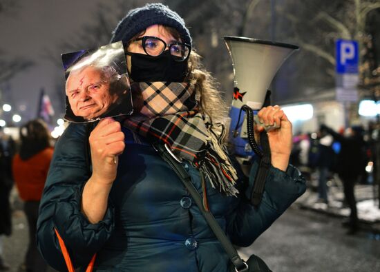 Акция против запрета абортов в Варшаве