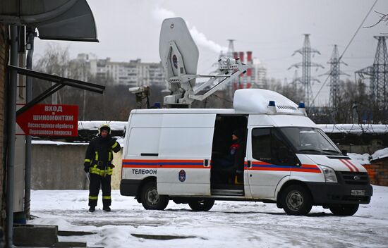 Пожар в промышленной зоне в Москве