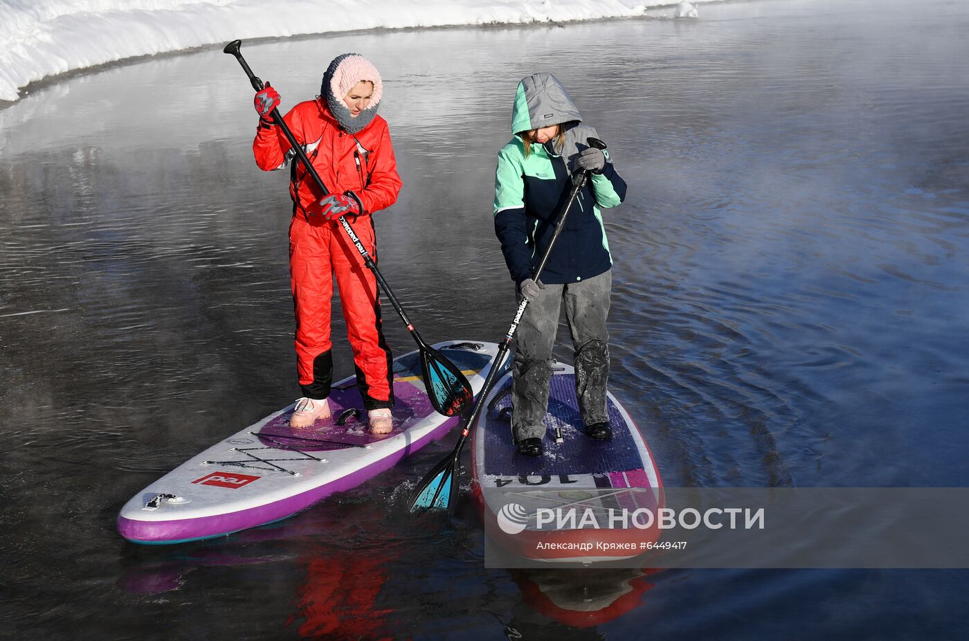 Зимний сап-серфинг в Новосибирске