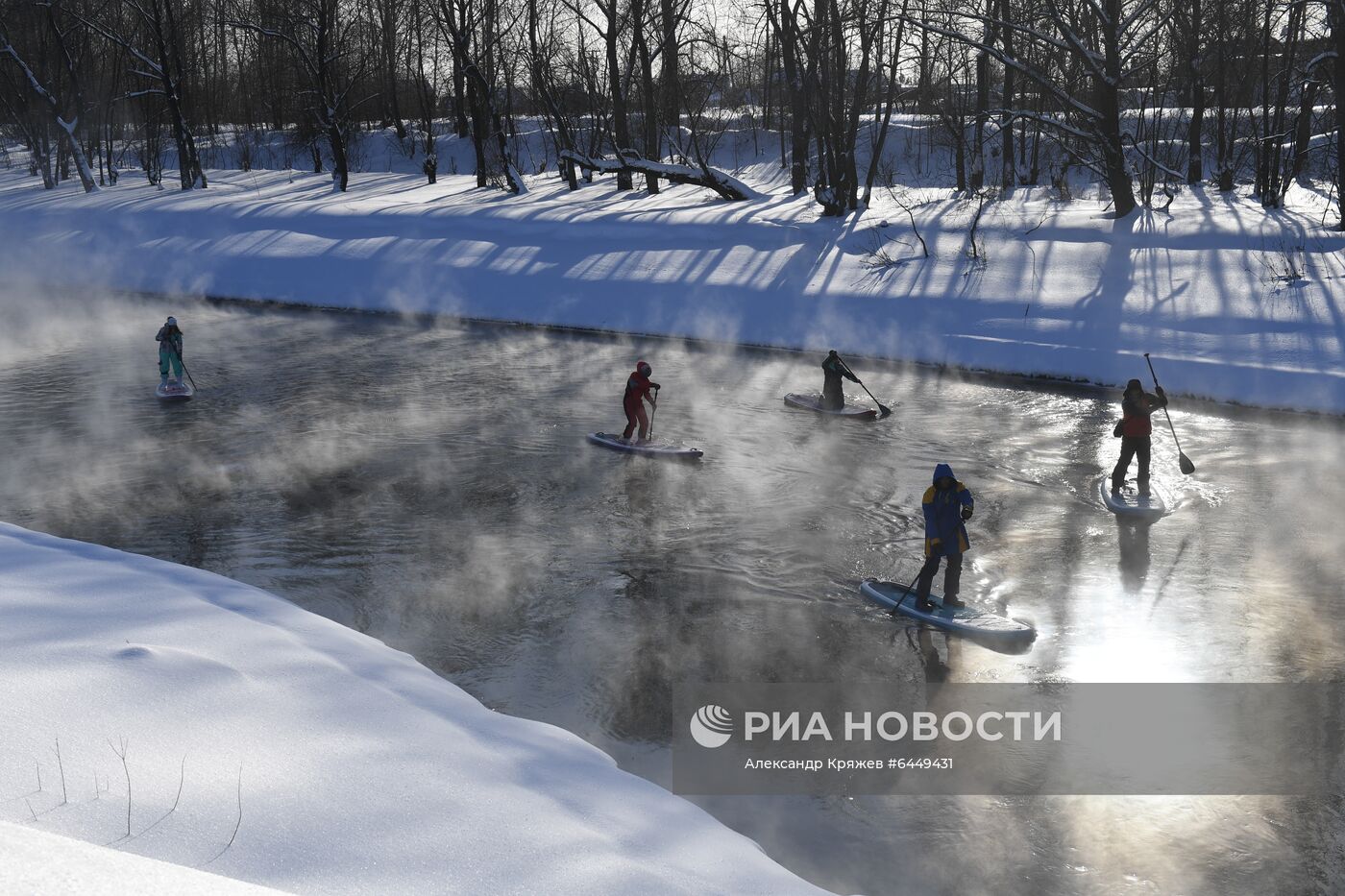 Зимний сап-серфинг в Новосибирске