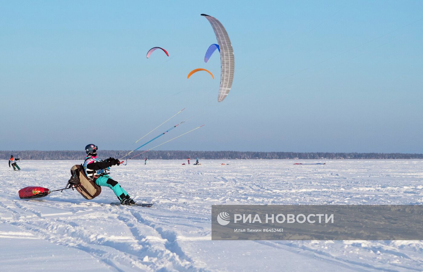 Зимний кайтинг в Карелии