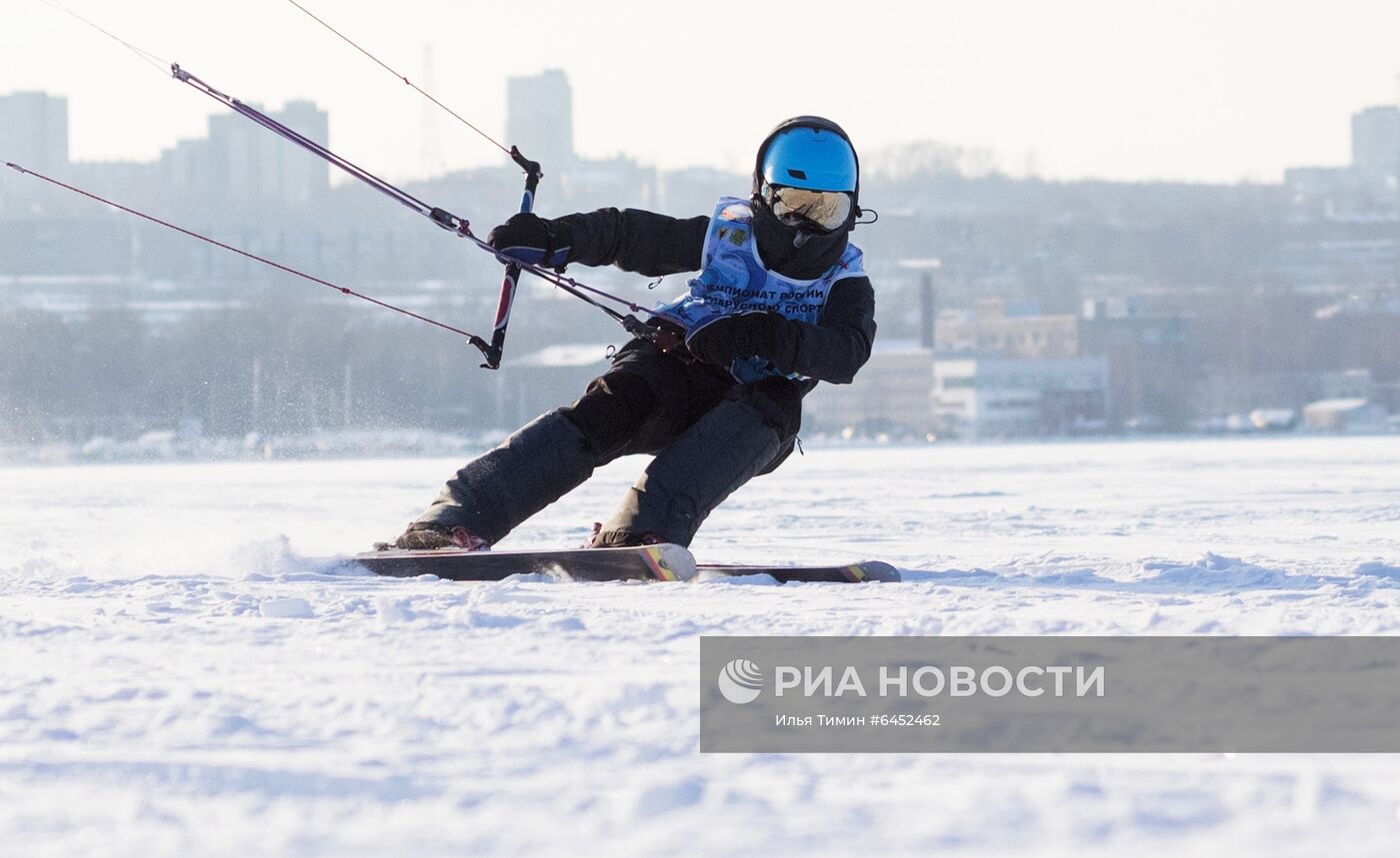 Зимний кайтинг в Карелии