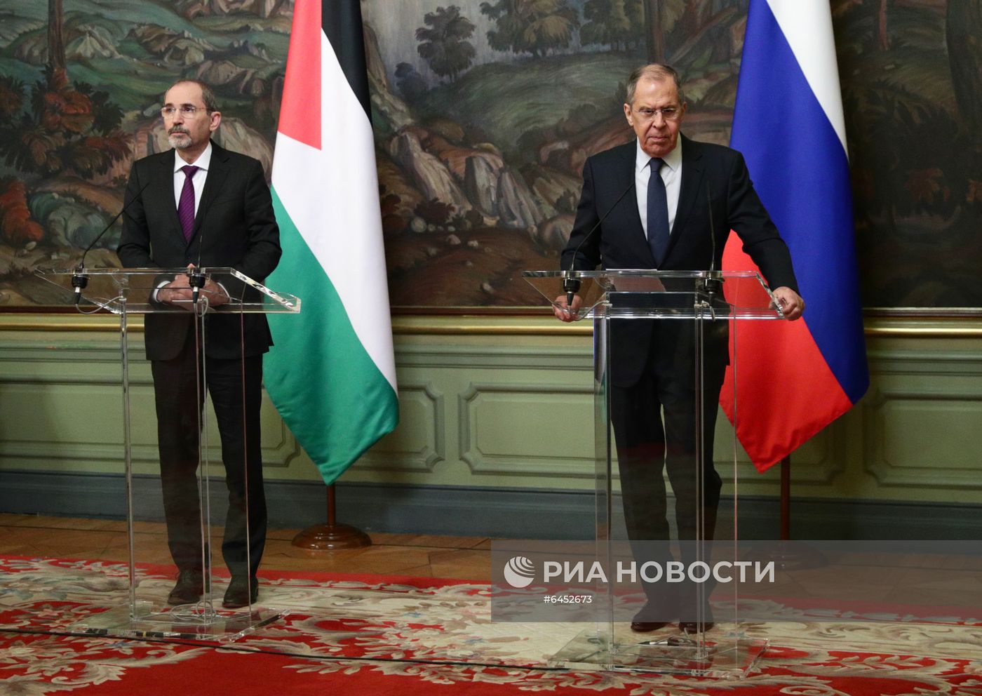 Встреча глав МИД РФ и Иордании С. Лаврова и А. Сафади 