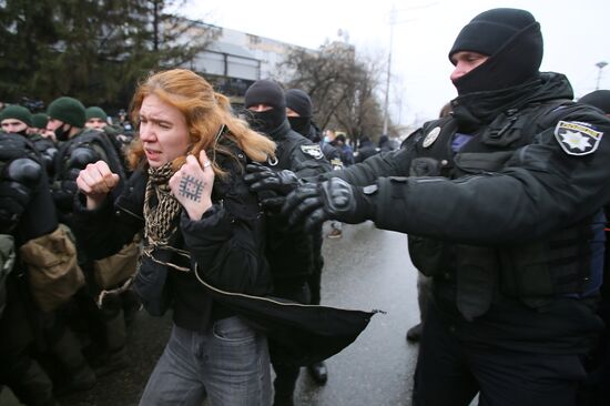 Акция националистов в Киеве с требованием закрытия телеканала "Наш"