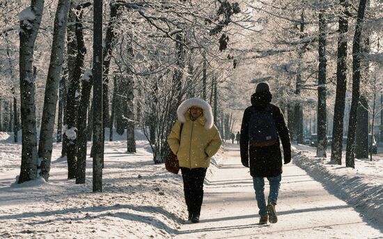 Зима в спальных районах Санкт-Петербурга