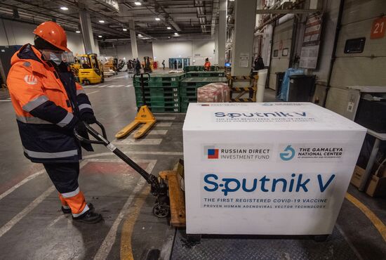 Доставка вакцины Sputnik V на склад в грузовой терминал "Москва Карго"