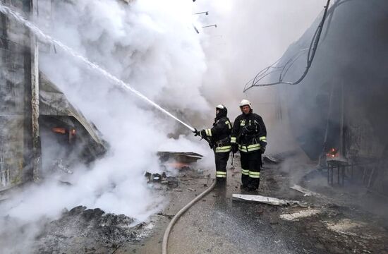 Пожар на рынке в Волгограде