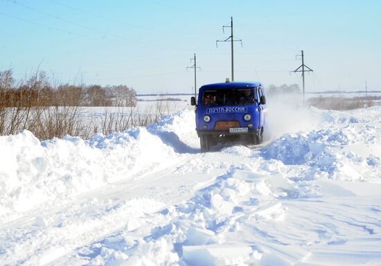 Сильные морозы и метель с ветром на юге Челябинской области