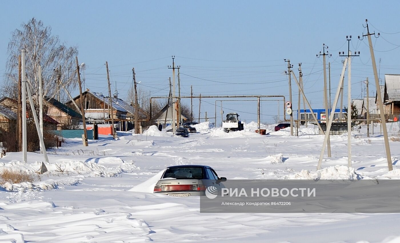 Сильные морозы и метель с ветром на юге Челябинской области
