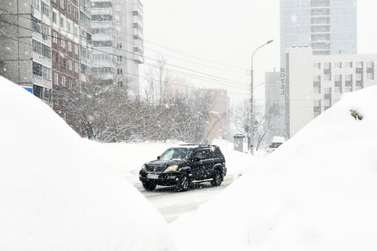 Снегопад в Новосибирске