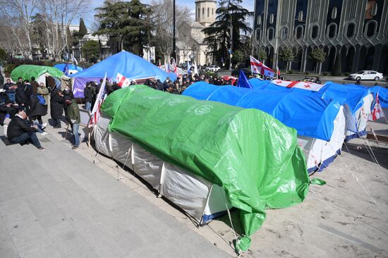 Акция протеста оппозиции в Грузии