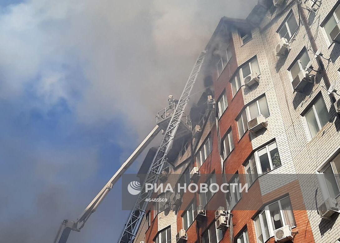 Пожар в многоэтажке в Анапе