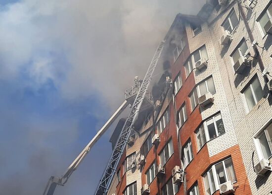 Пожар в многоэтажке в Анапе