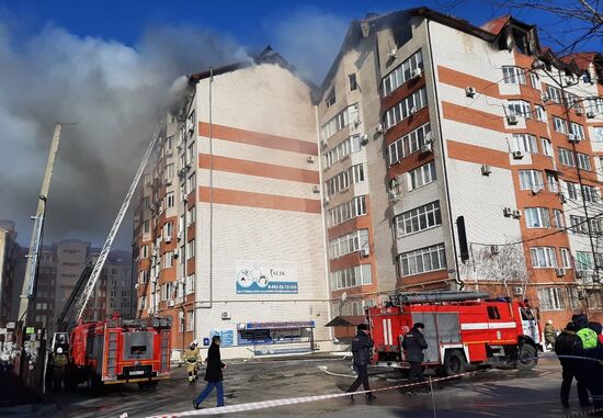 Пожар в многоэтажке в Анапе