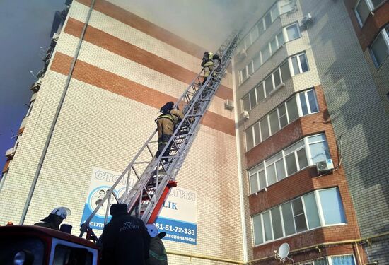 Пожар в многоэтажке в Анапе