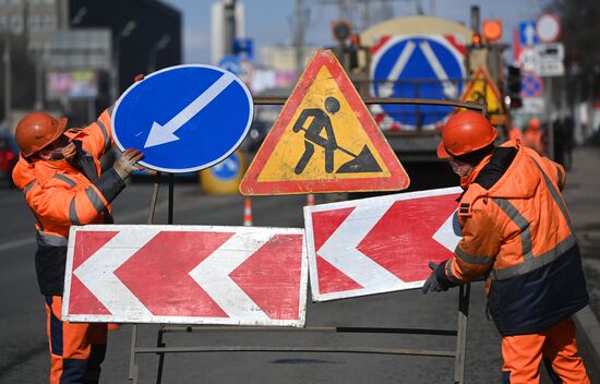 Ремонт асфальтобетонного покрытия на Ленинградском шоссе