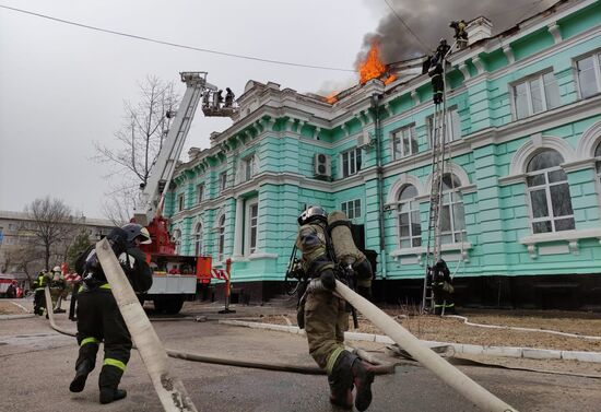 Пожар в кардиохирургическом центре в Благовещенске