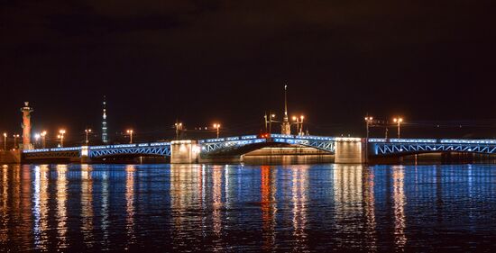 Тестовая разводка Дворцового моста