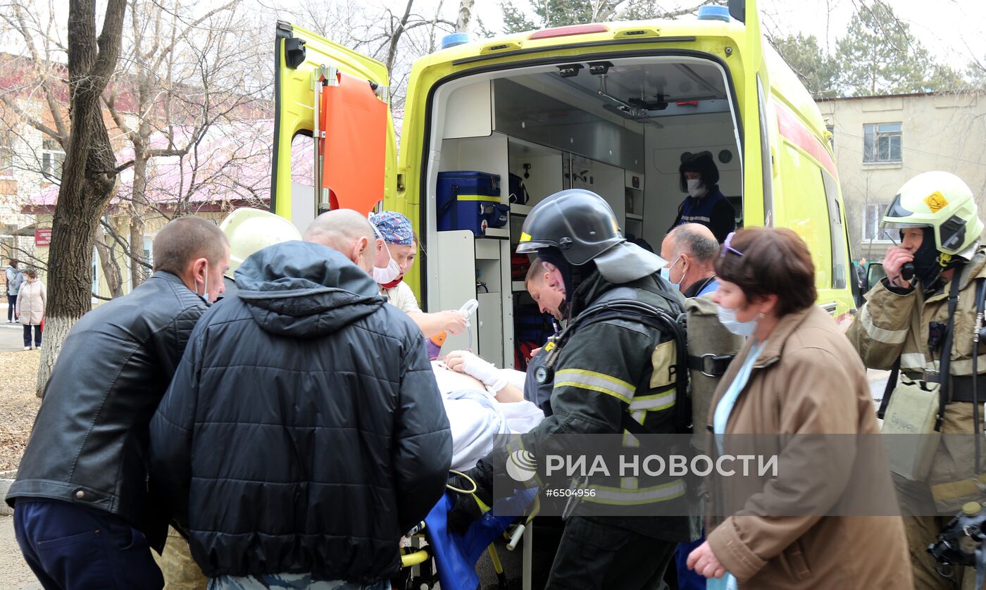 Пожар в кардиохирургическом центре в Благовещенске