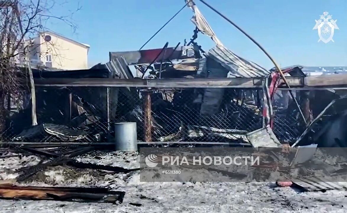 Последствия пожара в жилом доме в Якутии
