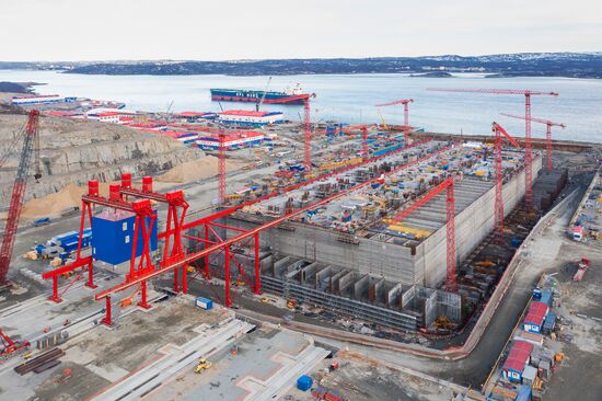 Строительство завода "НОВАТЭК-Мурманск" в Белокаменке