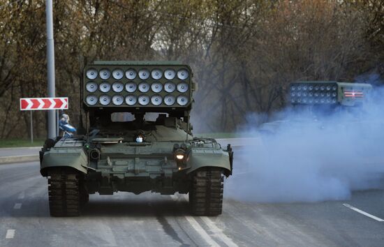 Ночная репетиция парада Победы в Москве 