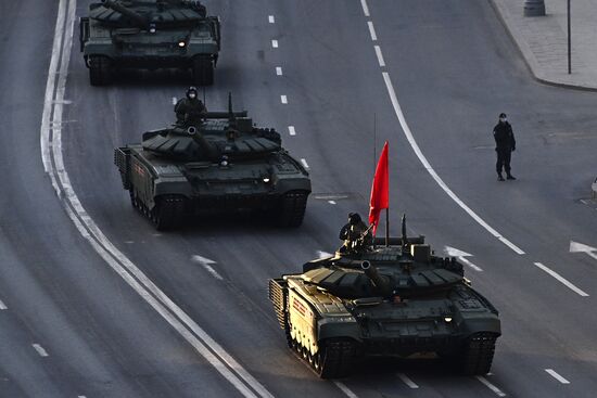 Ночная репетиция парада Победы в Москве 