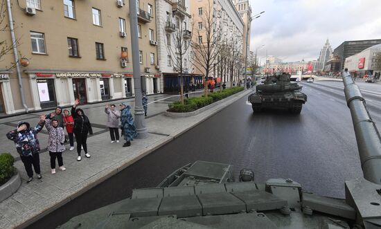 Ночная репетиция парада Победы в Москве 