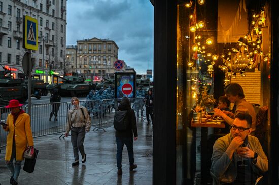 Ночная репетиция парада Победы в Москве