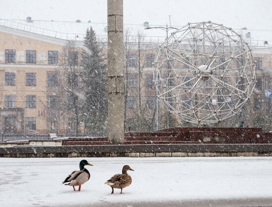 Снегопад в Карелии